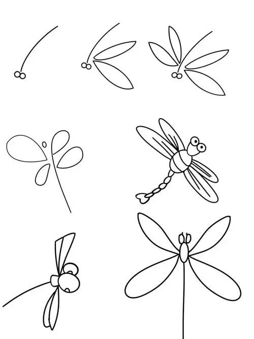 简笔画蜻蜓分步画