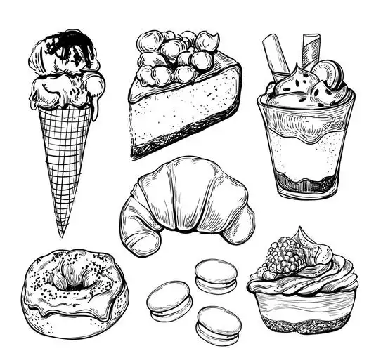 9款手绘甜点设计矢量素材
