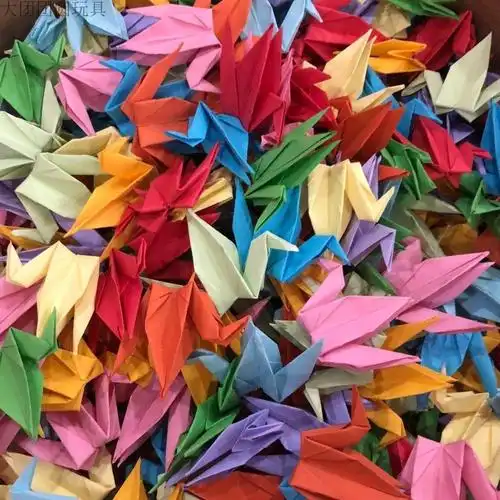 千纸鹤成品纸折手工男女友创意生日礼物七夕520 52只 15厘米折成红色