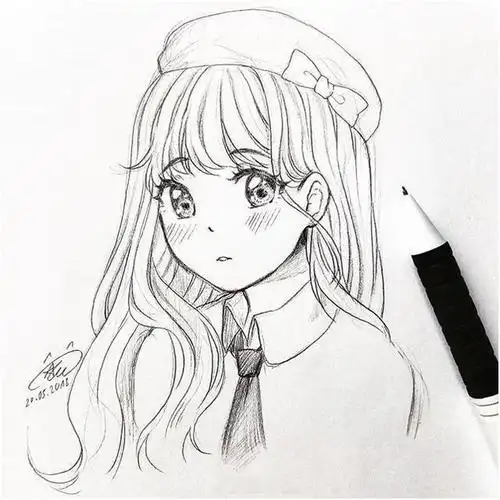 动漫人物手绘线稿图非常适合初学者临摹