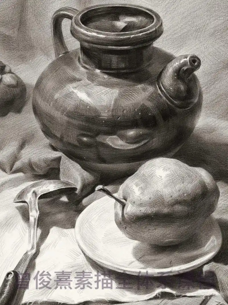 素描静物罐子水果组合教学高清步骤图.#美术生 #素描 #绘画 - 抖音