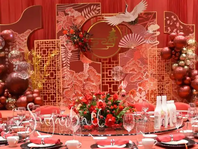 寿宴80大寿喜庆红金色中国风布置