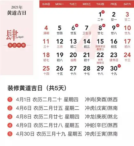 2021年最适合装修的黄道吉日,一起来看看吧