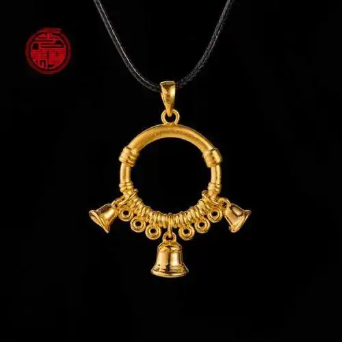 老万宝银楼西游法宝系列紫金铃观音菩萨法宝足金吊坠金含量999