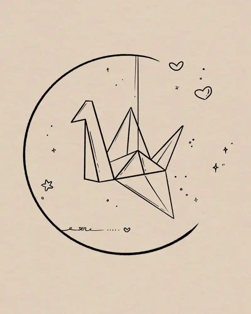 95千纸鹤简笔画|附过程 超适合新手小白,简单好画! 临摹