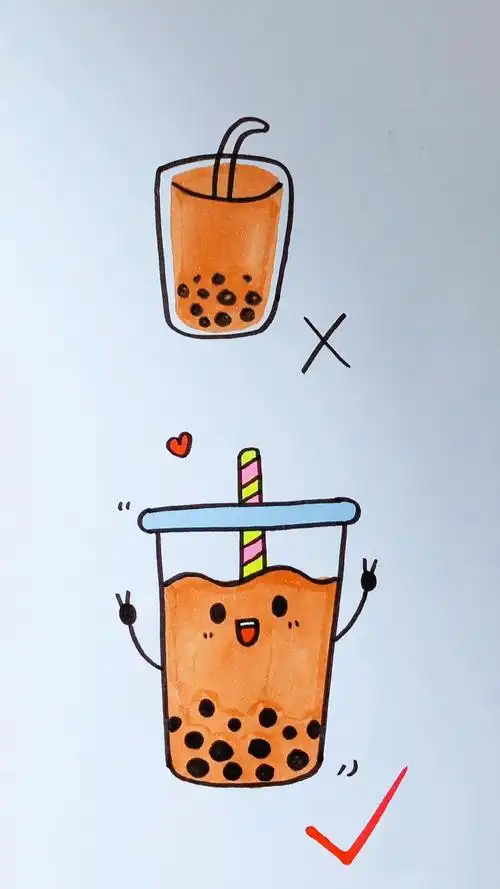 画画原来如此简单奶茶简笔画