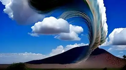 沙漠上空飘浮一朵彩云,看到那美丽的云朵让人心情愉悦.