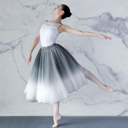 芭蕾舞裙女渐变软网长裙舞蹈练功纱裙教师松紧半身裙古典舞演出服
