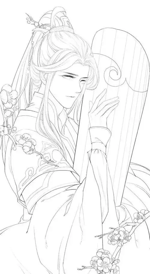 古风动漫人物手绘线稿