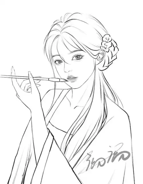 ipad画画 #一白头像系统课   #笔记灵感  #线稿  #古风头像  #手绘