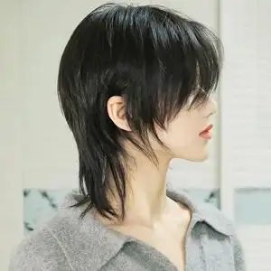 狼尾鲻鱼头假发短发女酷长发日系中分男士武士头仿真自然全头套式