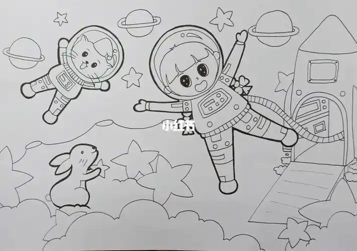儿童画我的航天梦线稿