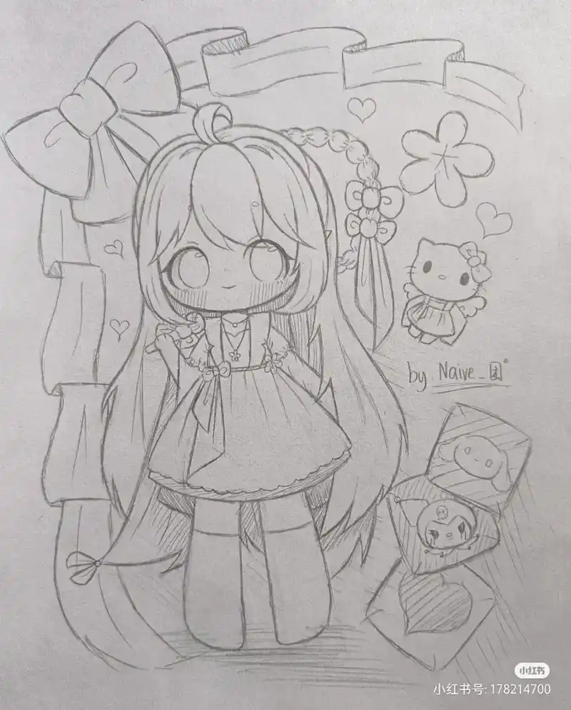 原创手绘,随手画,漫画女孩[么么哒],点击[ - 抖音