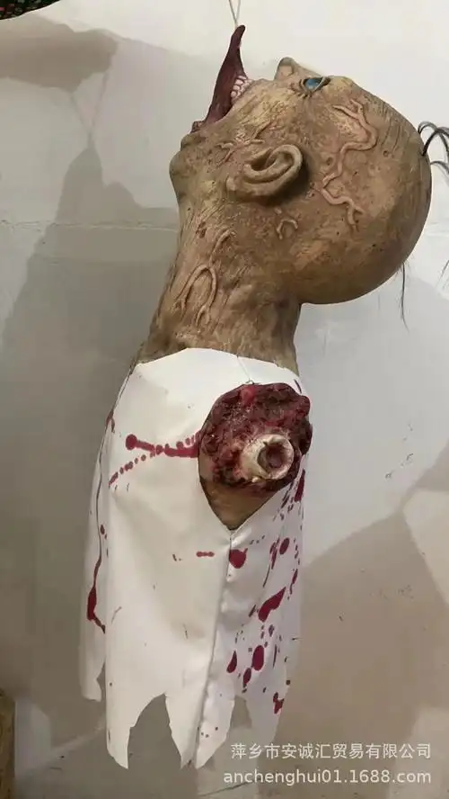 万圣节鬼屋密室逃脱屋恐怖布置装饰吊舌鬼干尸丧尸吓人道具