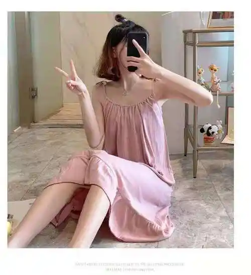 俞兆林中长款日系ins风吊带连衣睡裙女春季夏学生可爱少女感睡衣家居