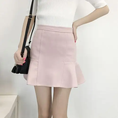 02830830#2017春夏新款学院风短裙半身裙花苞裙_货牛牛网