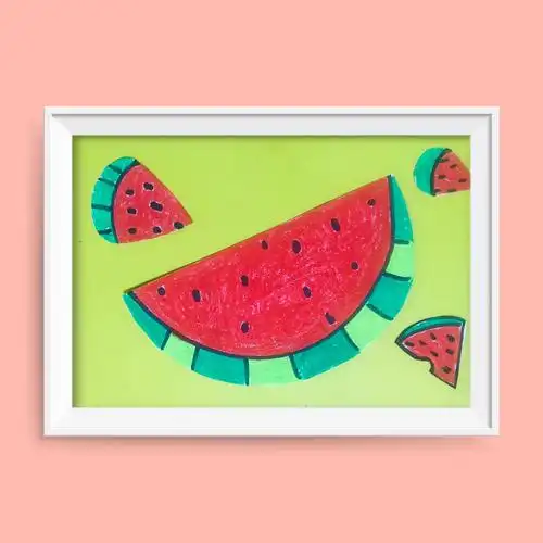 明月首府幼儿园小班绘画《西瓜》