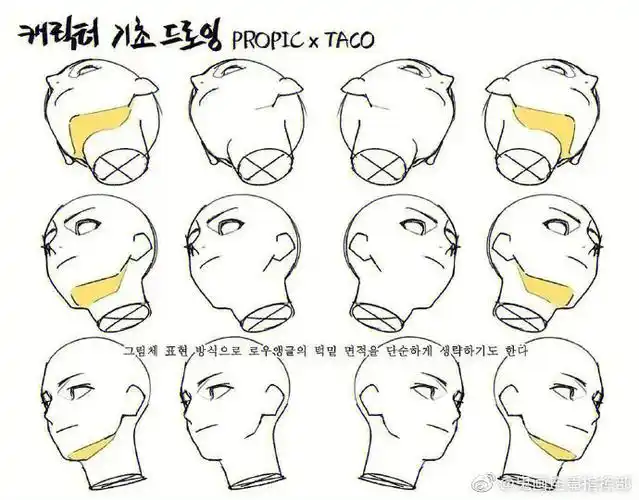 绘画教程头部不同角度动态画法参考7575