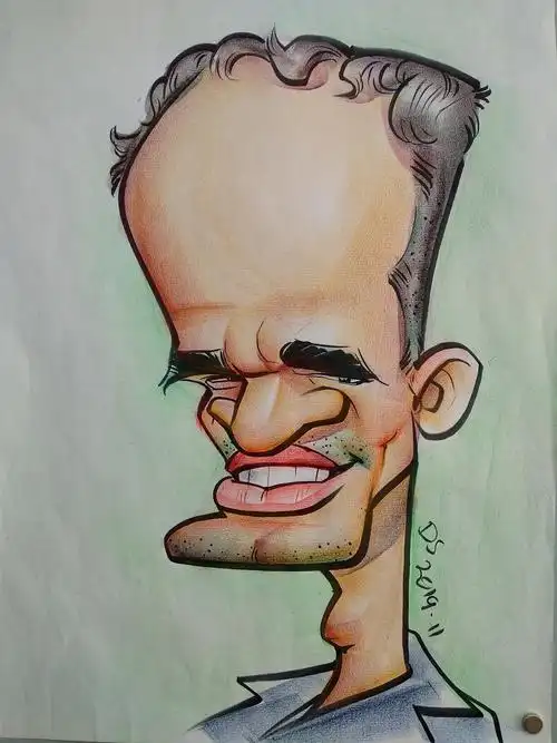 大叔漫画似颜绘绘画过程肖像漫画教程