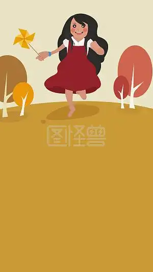 图怪兽原创元素 扁平 童年背景/人物 手机背景
