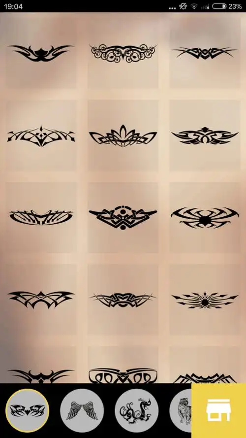 移动应用 正文 软件提供了100 款不同的纹身图案,从女孩子喜欢的花纹
