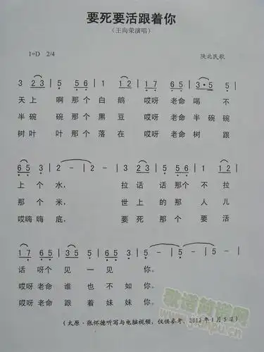要死要活跟着你(七字歌谱)1