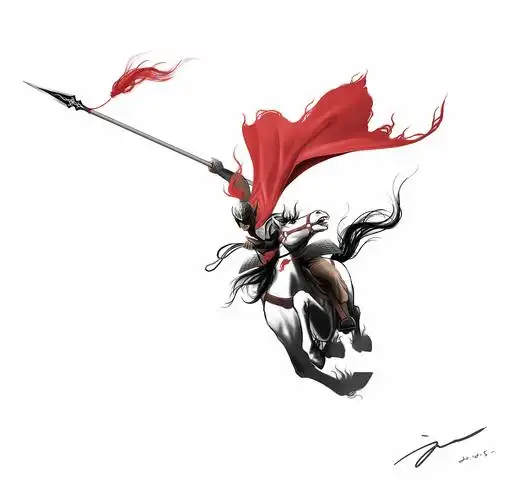 原创作品插画创作习作手绘三国赵云赵子龙手搓京东618活动页-20232231