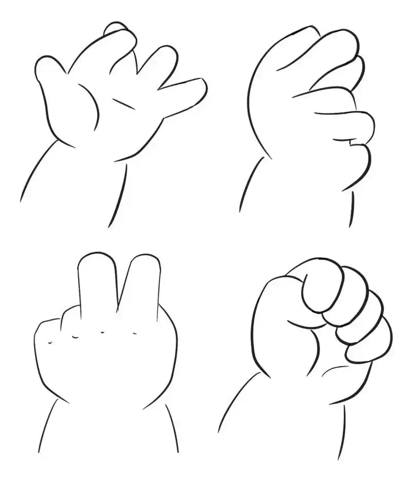 简笔画|q版小手手练习(2) 肉肉的小手手又来啦! 快来解锁新的姿势吧!