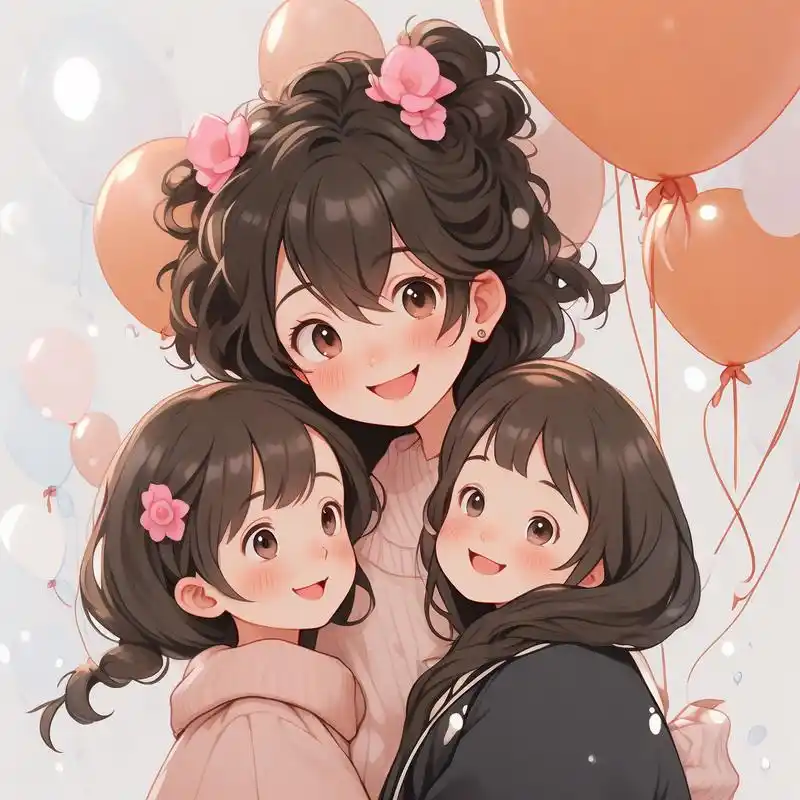 996997卡通风格娘俩头像96