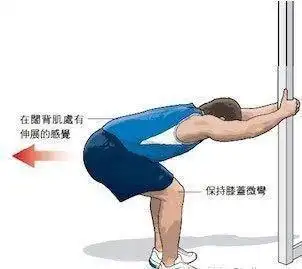 胸大肌     这个动作主要是拉伸胸部上缘的肌肉,可以放松肌肉,增加