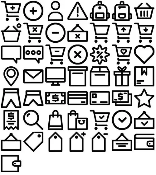 电子商务线路标签购物包装符号插图插画icon图标图案设计模板素材