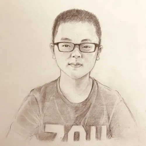 黑白铅笔画戴眼镜的小家伙