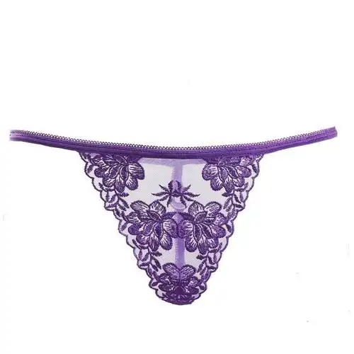 女士内裤丁字裤免脱透明裤头一片式无痕刺绣网纱一条线裤裤衩一根绳