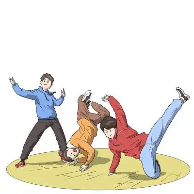 手绘卡通街舞舞者人物素材