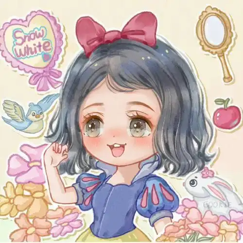 迪士尼公主头像,太甜美了吧画师:饼饼小画薄#头像##迪士尼