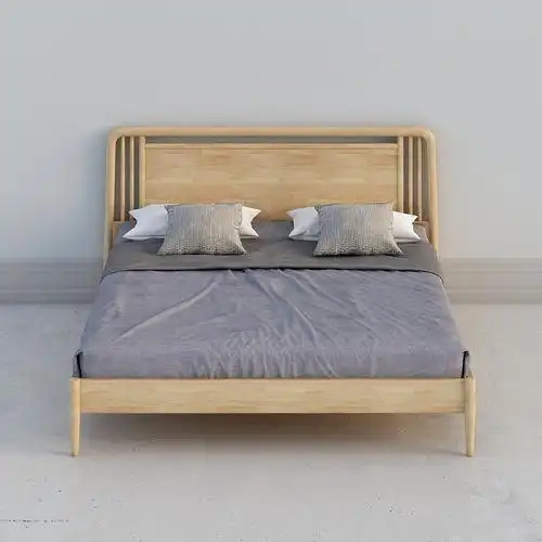 ba12床-实木床头-原木