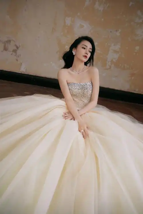 angelababy晶钻华尔兹抹胸礼裙##杨颖晶钻公主裙