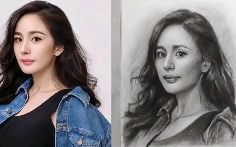 人物素描绘画完整过程,杨幂肖像