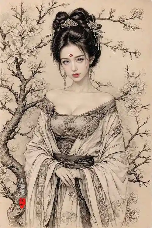 古风素描《红尘共渡意中人》高清组图