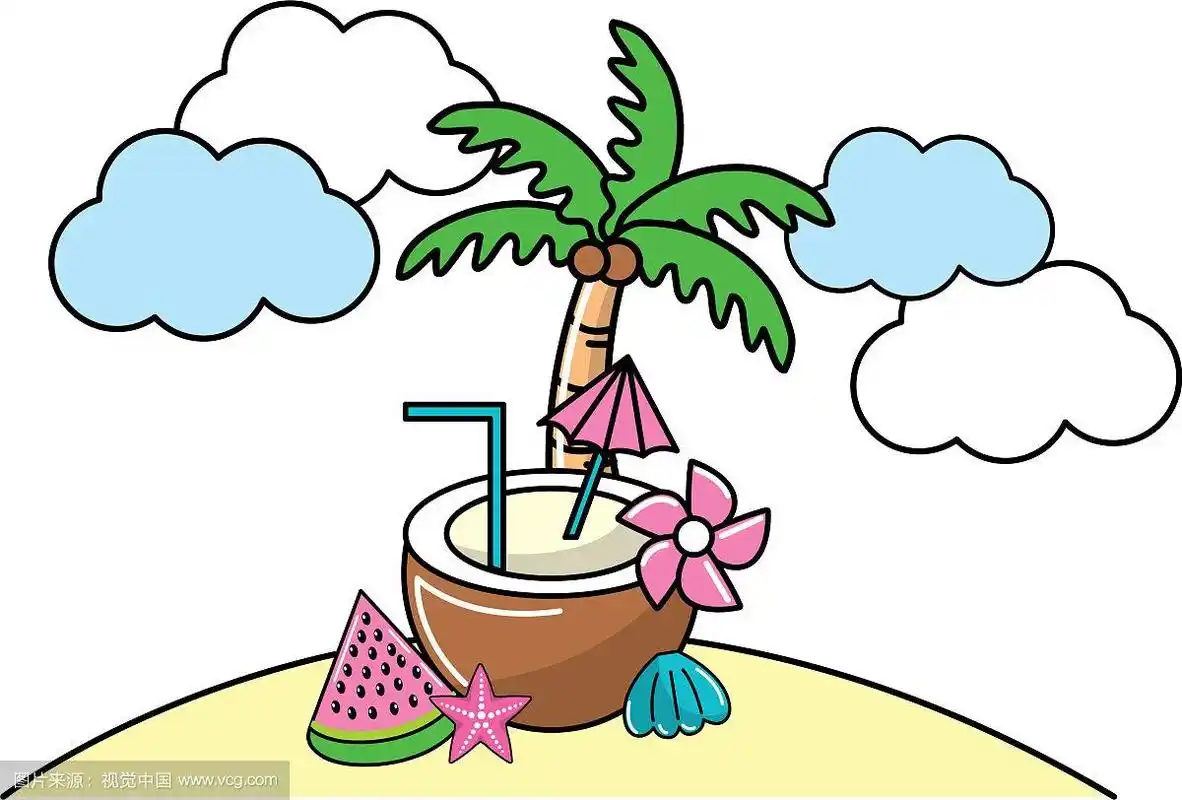 夏天海滩卡通