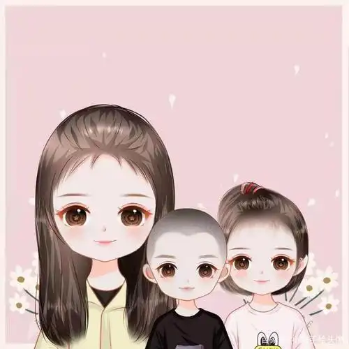 漫画全家福,简单温馨的家庭头像,甜蜜幸福的手绘图片