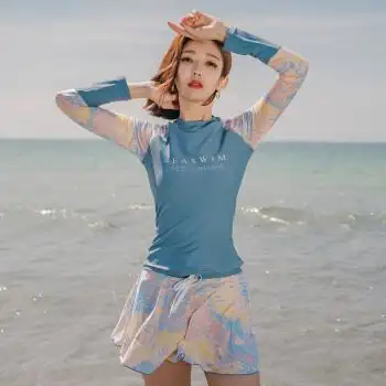 韩国分体式温泉泳衣2022游泳衣女分体式保守遮肚显瘦韩国泡温泉款运动