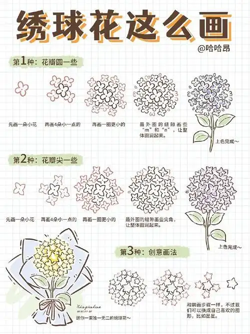 有手就会的花朵简笔画教程,画一束花吧!