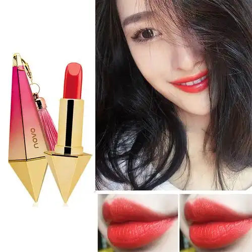 钻石口红novo流苏少女璀璨枫叶红柚色奶茶茶色唇膏