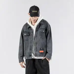 yys牛仔外套男春秋季韩版灰色潮流宽松帅气牛仔衣夹克休闲牛仔服