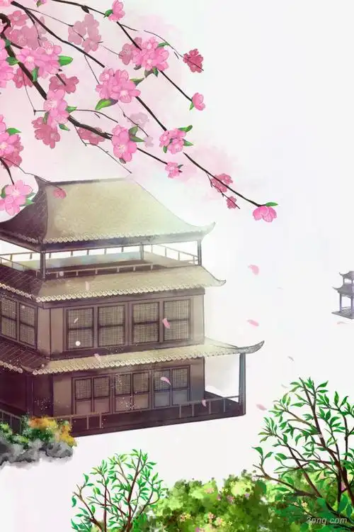 手绘古代建筑楼阁水墨亭台中国风楼阁下载本站所有作品均是用户上传