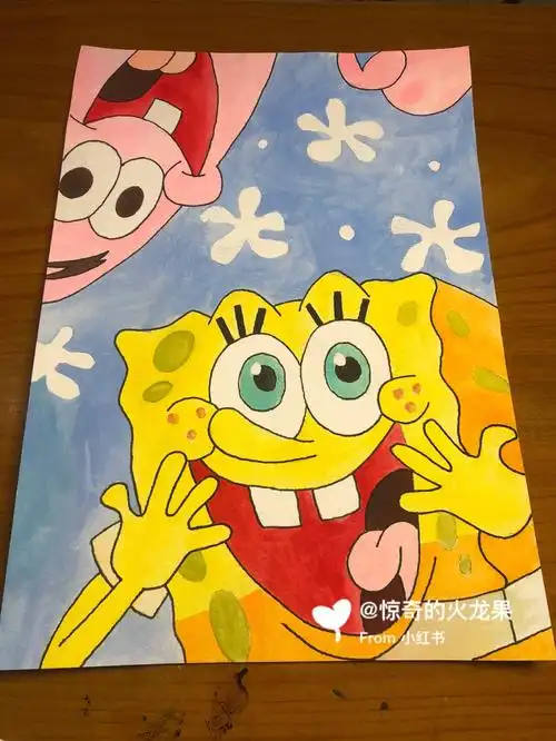 水彩画海绵宝宝