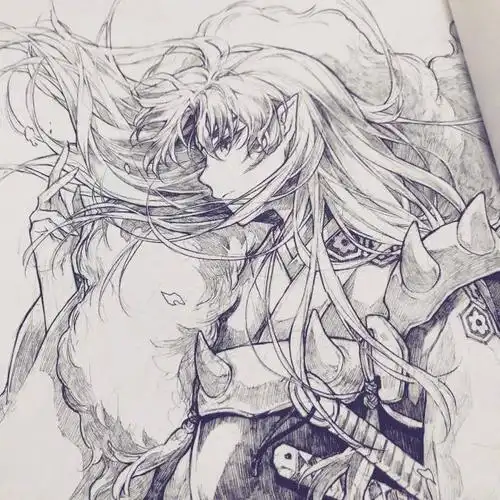 动漫人物手绘线稿,线条流畅,精致细腻,非常强大的画技