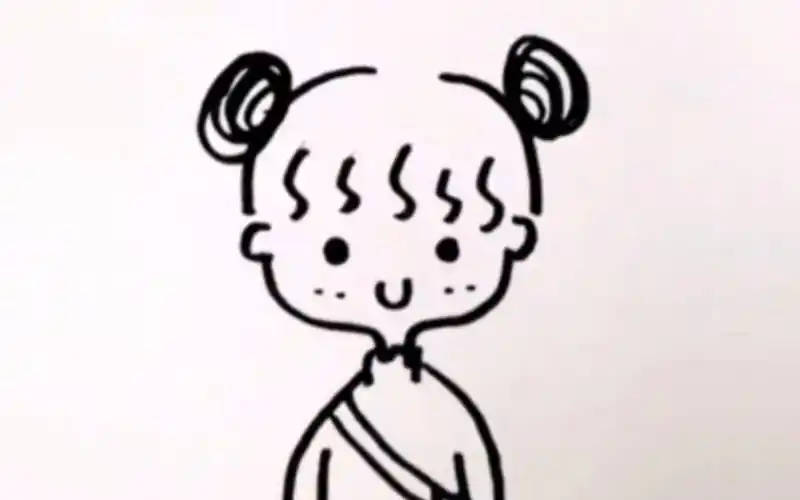 今天我们一起画丸子头小女孩