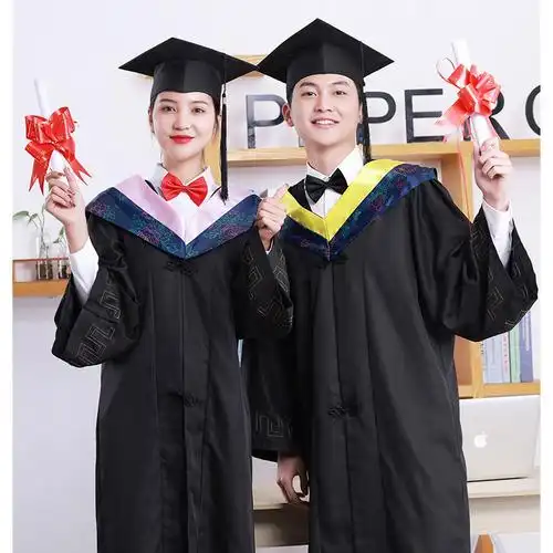 毕业袍学士服大学生工学硕士学位服理学工科文科博士礼服套装男女